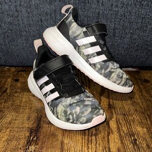 adidas Kids FortaRun 2.0 Cloudfoam EL Sneakers Black Pink Tie Dye Camo Size 12.5